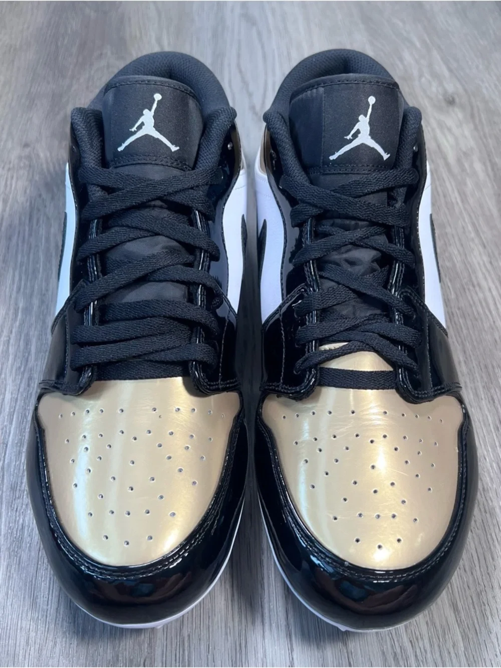 Nike‎ Air Jordan 1 Low Cleat Mens Size 13 Metallic Gold Black White FJ6245-701